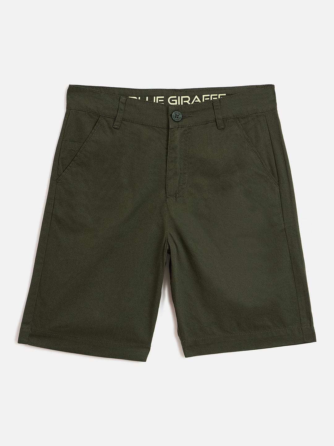 Blue Giraffe Boys Green Regular Fit Solid Shorts