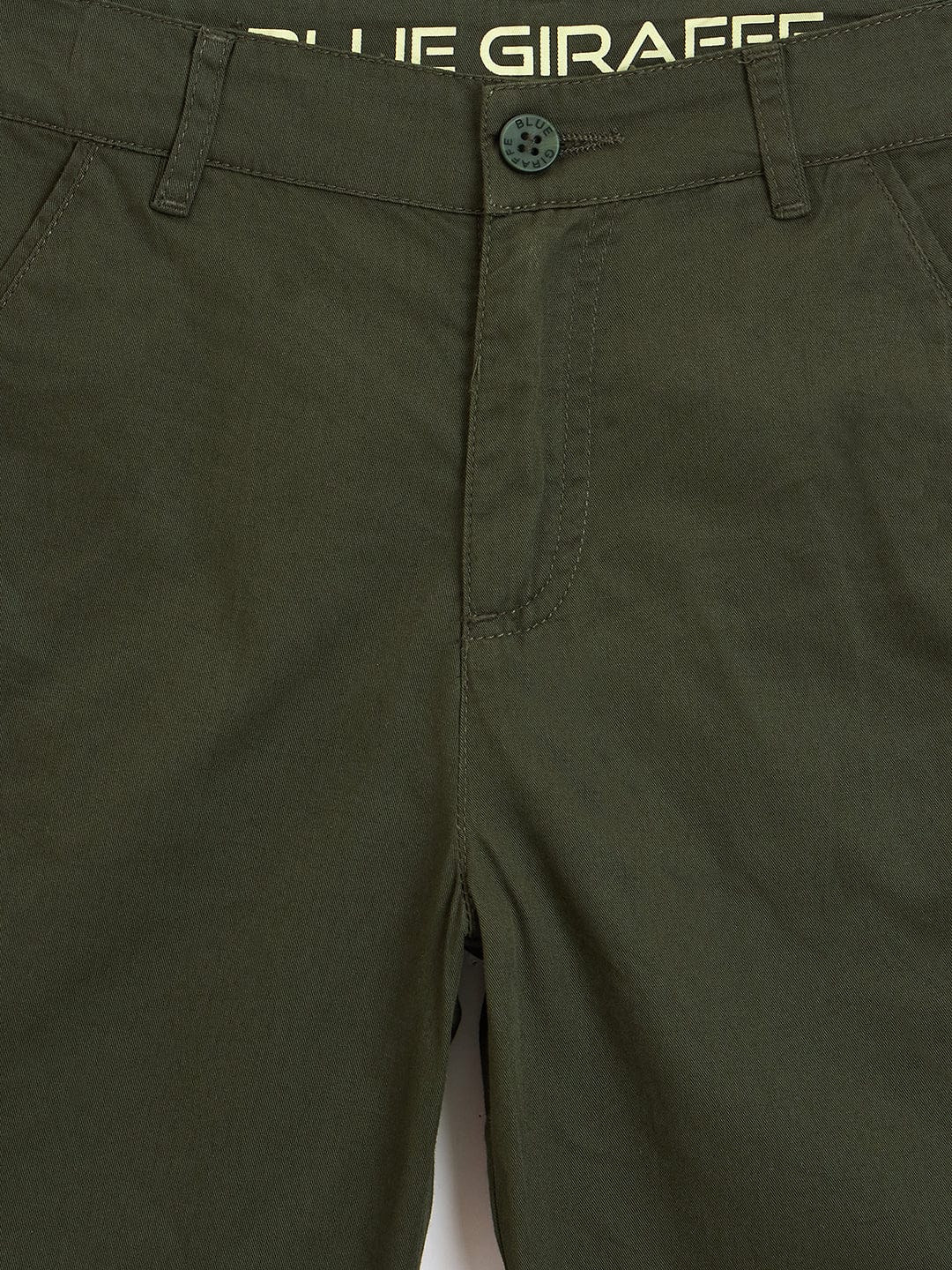 Blue Giraffe Boys Green Regular Fit Solid Shorts