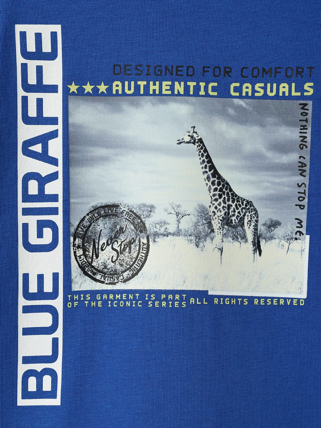 Blue Giraffe Boys Blue Solid Crew Neck TShirt