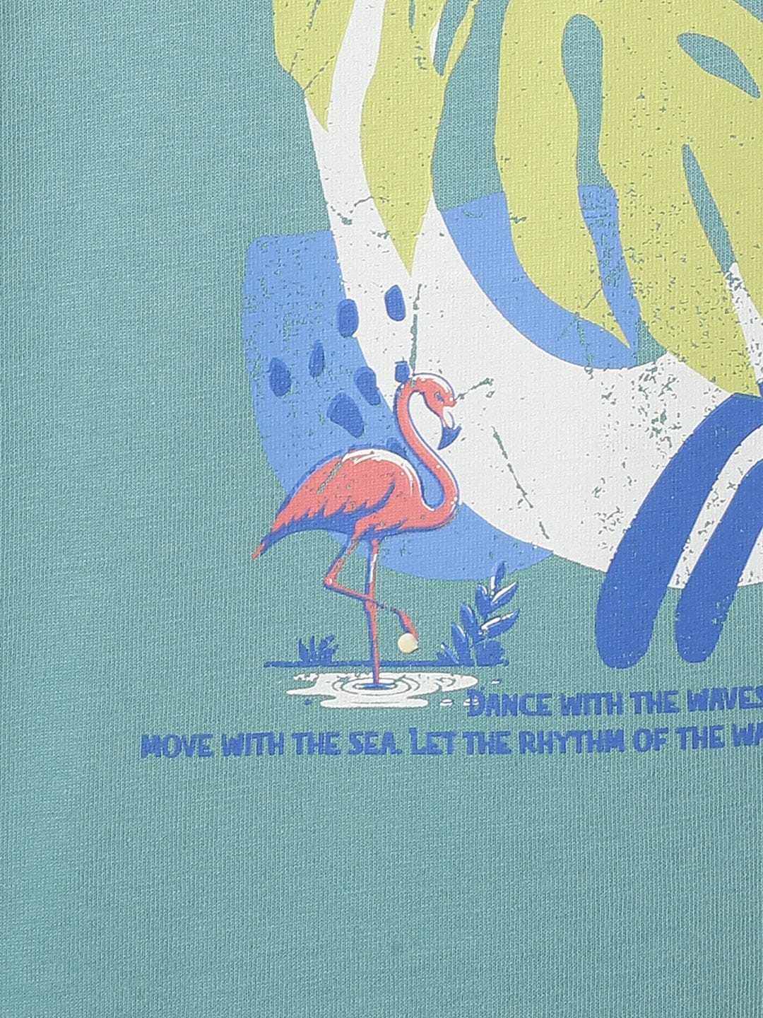 Blue Giraffe Boys Green Solid Crew Neck Tshirt