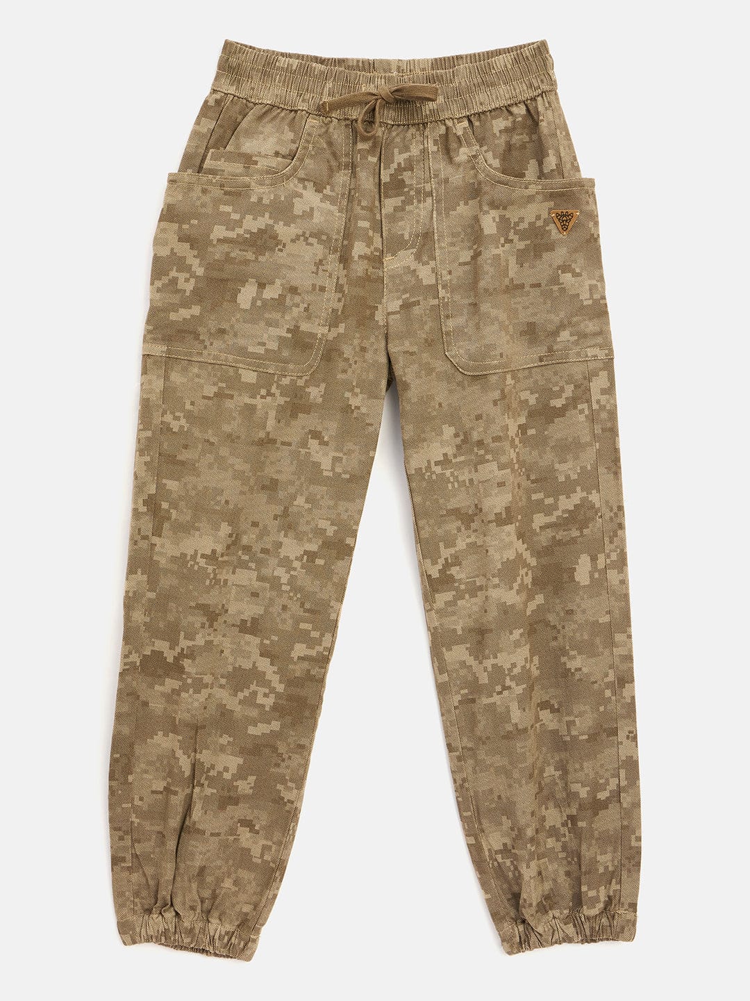Blue Giraffe Boys Beige Regular Fit Camo Print Jogger