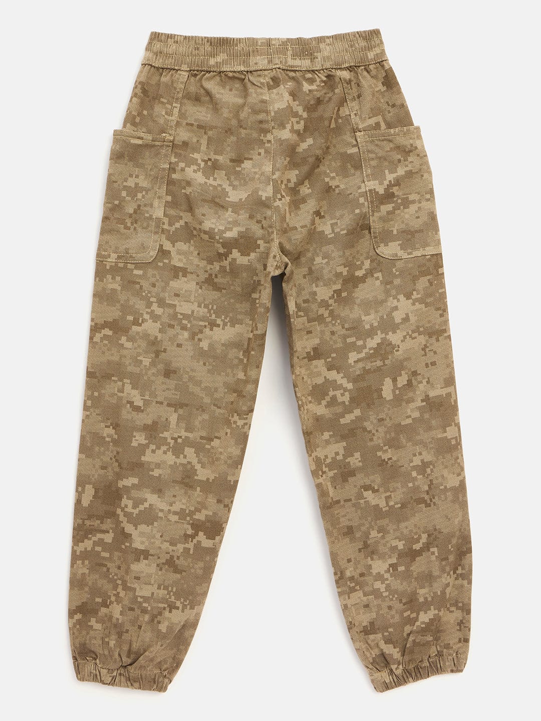 Blue Giraffe Boys Beige Regular Fit Camo Print Jogger