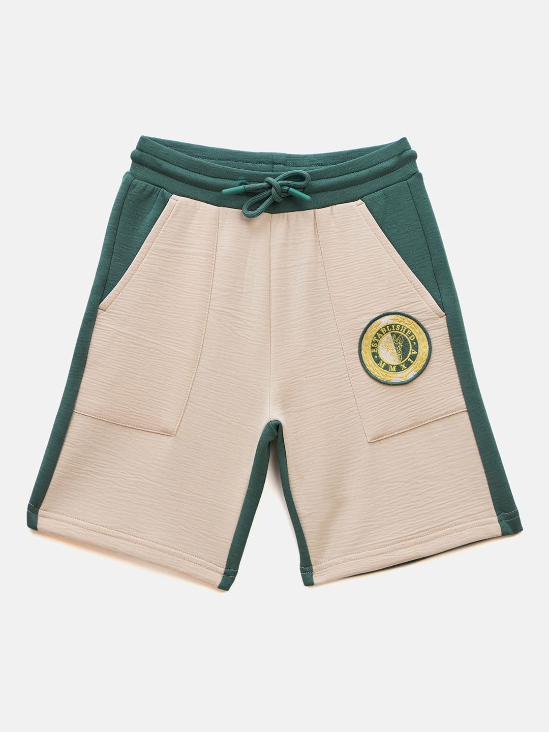 Blue Giraffe Boys Green Regular Fit Solid Shorts