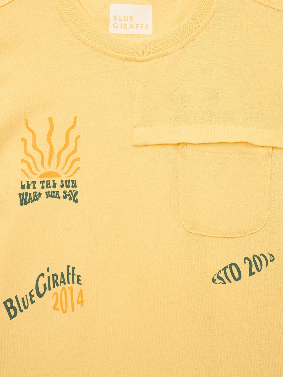 Blue Giraffe Boys Yellow Solid Crew Neck TShirt
