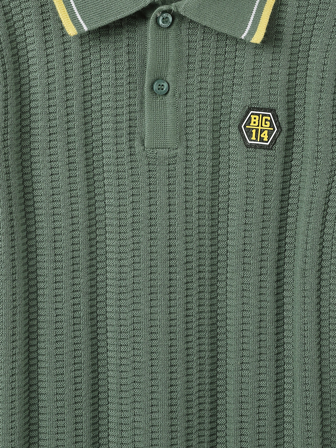 Blue Giraffe Kids Green Textured Polo Tshirt