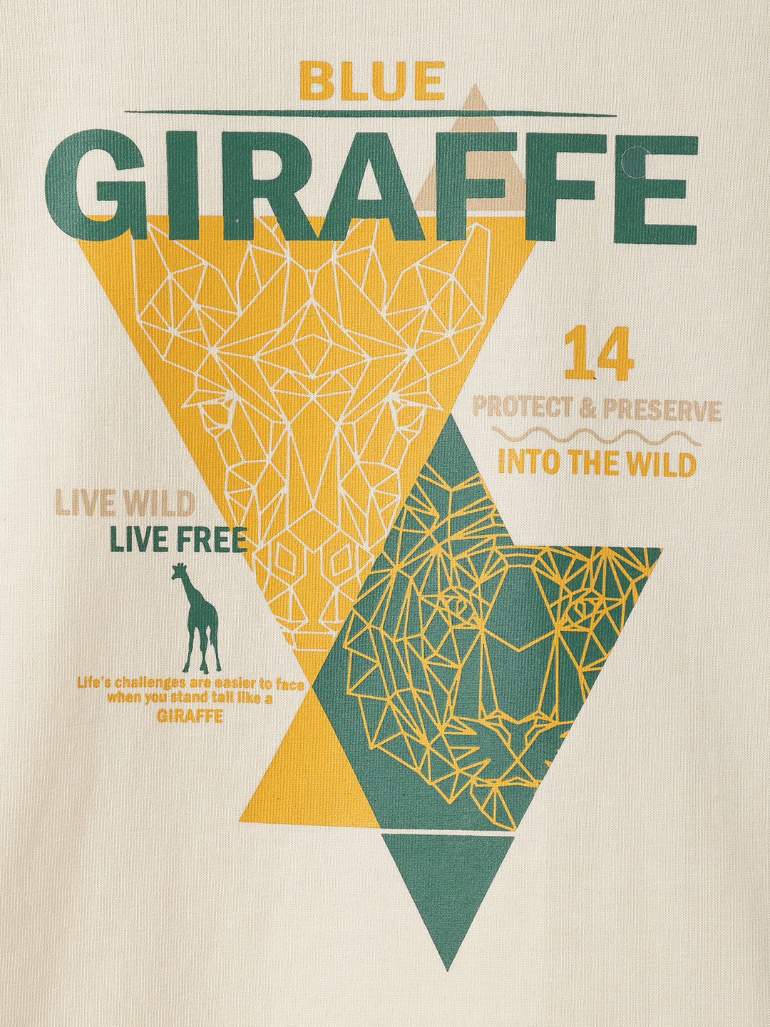 Blue Giraffe Boys Cream Solid Crew Neck TShirt
