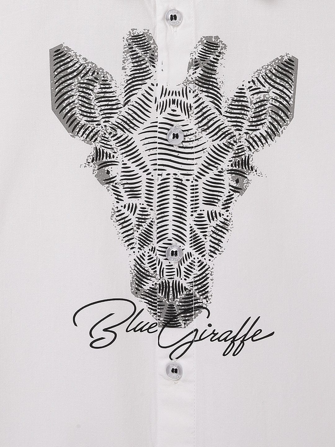Blue Giraffe Kids White Solid Shirt Collar Shirt