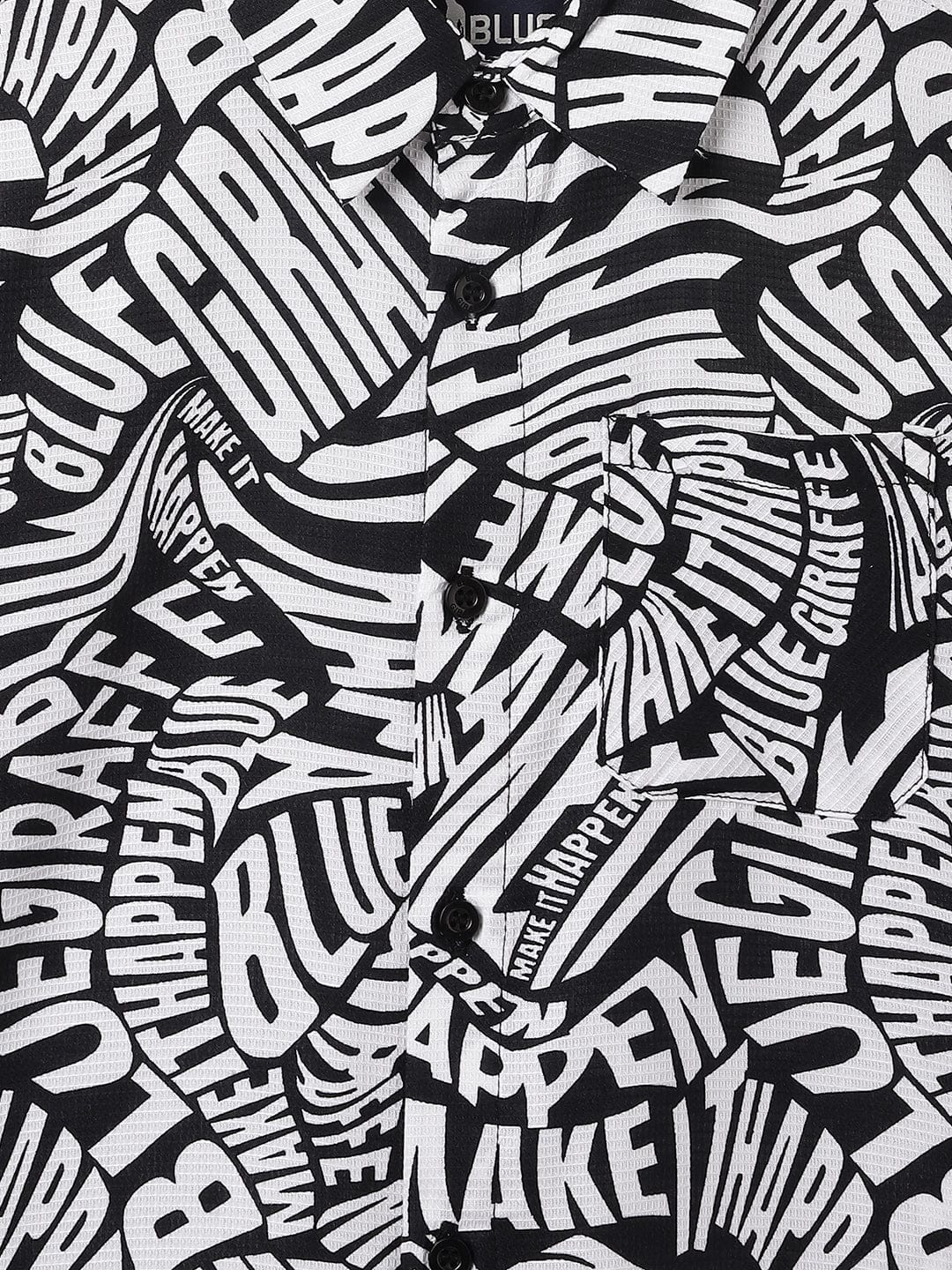 Blue Giraffe Kids Black Printed Shirt Collar Shirt