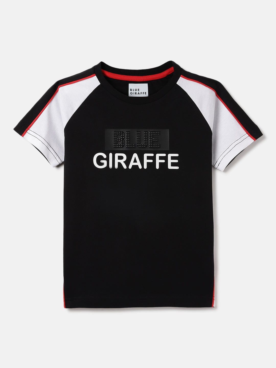 Blue Giraffe Kids Black Solid Crew Neck Tshirt