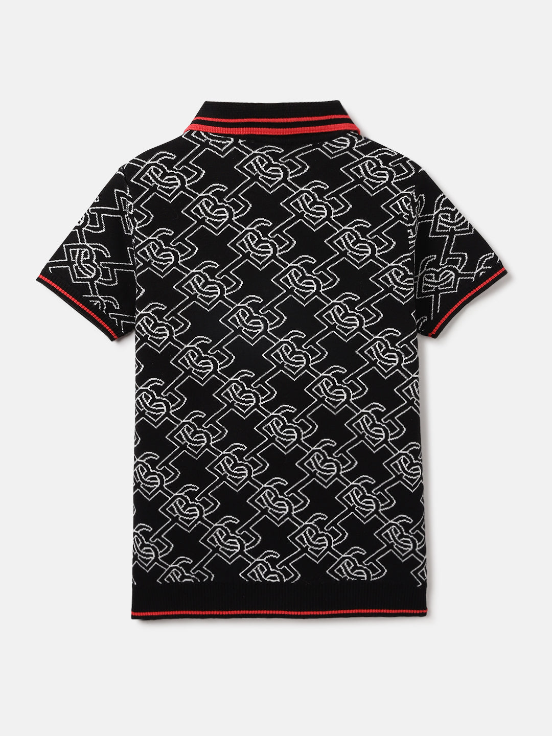 Blue Giraffe Kids Black Jacquard Polo Tshirt