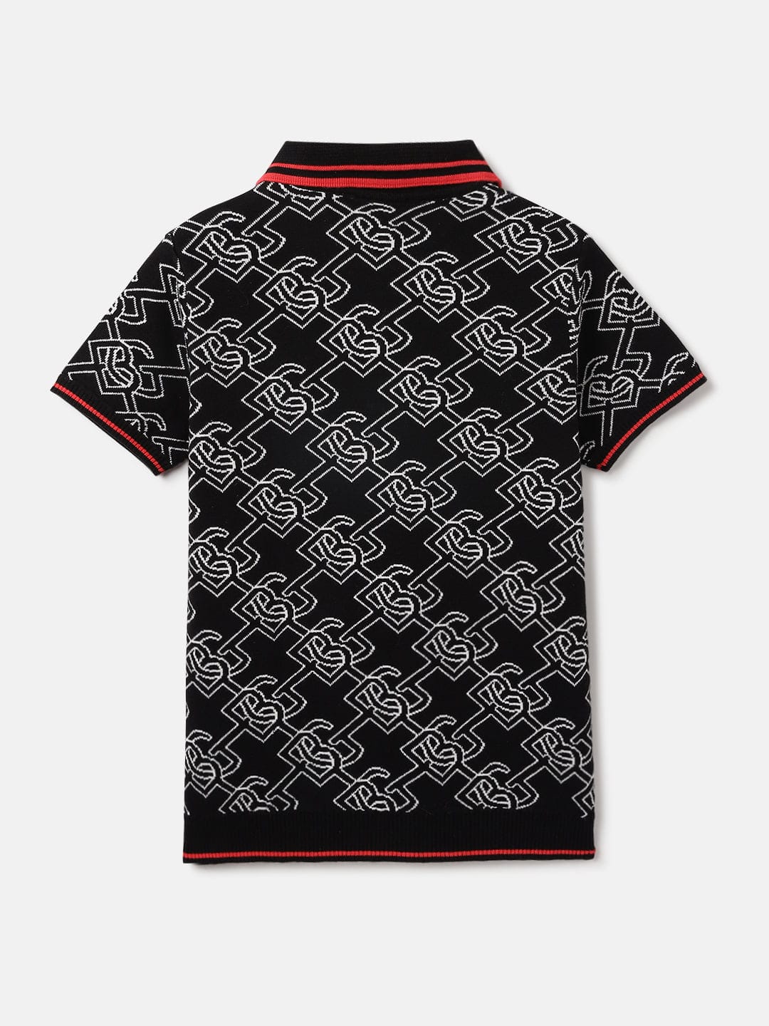 Blue Giraffe Kids Black Jacquard Polo Tshirt