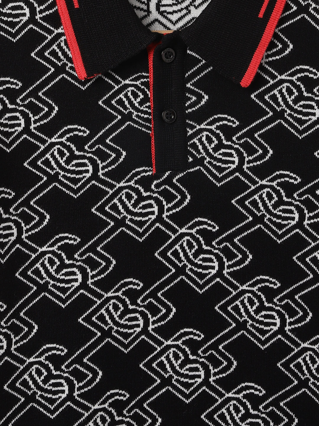 Blue Giraffe Kids Black Jacquard Polo Tshirt