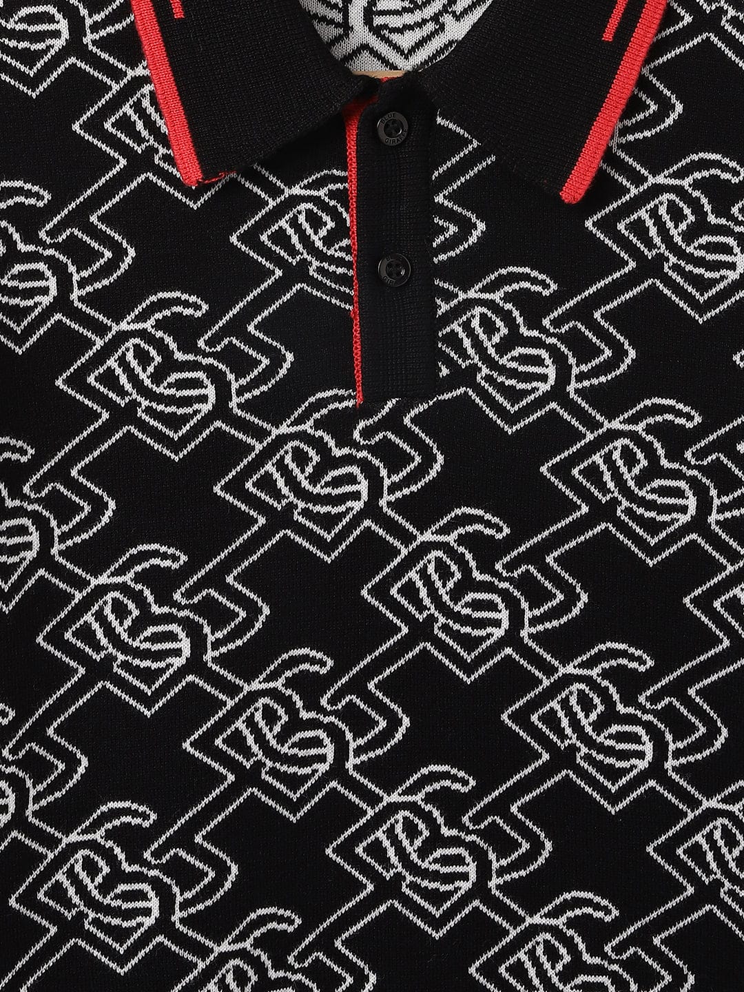 Blue Giraffe Kids Black Jacquard Polo Tshirt