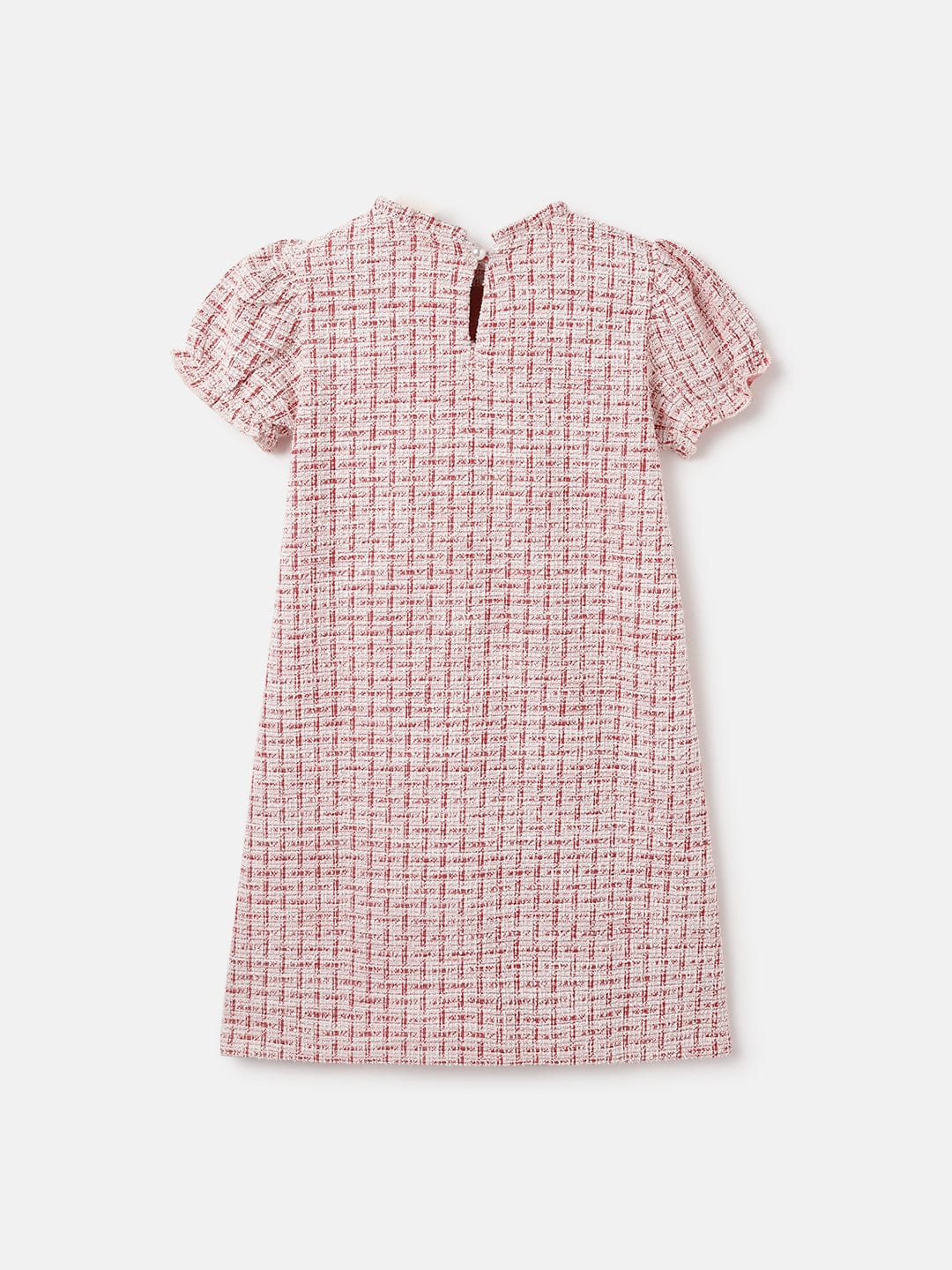 Blue Giraffe Kids Red Tweed Round Neck Dress