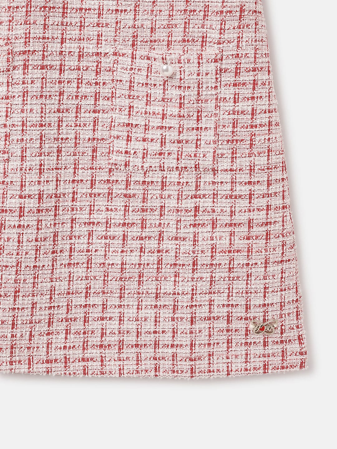 Blue Giraffe Kids Red Tweed Round Neck Dress