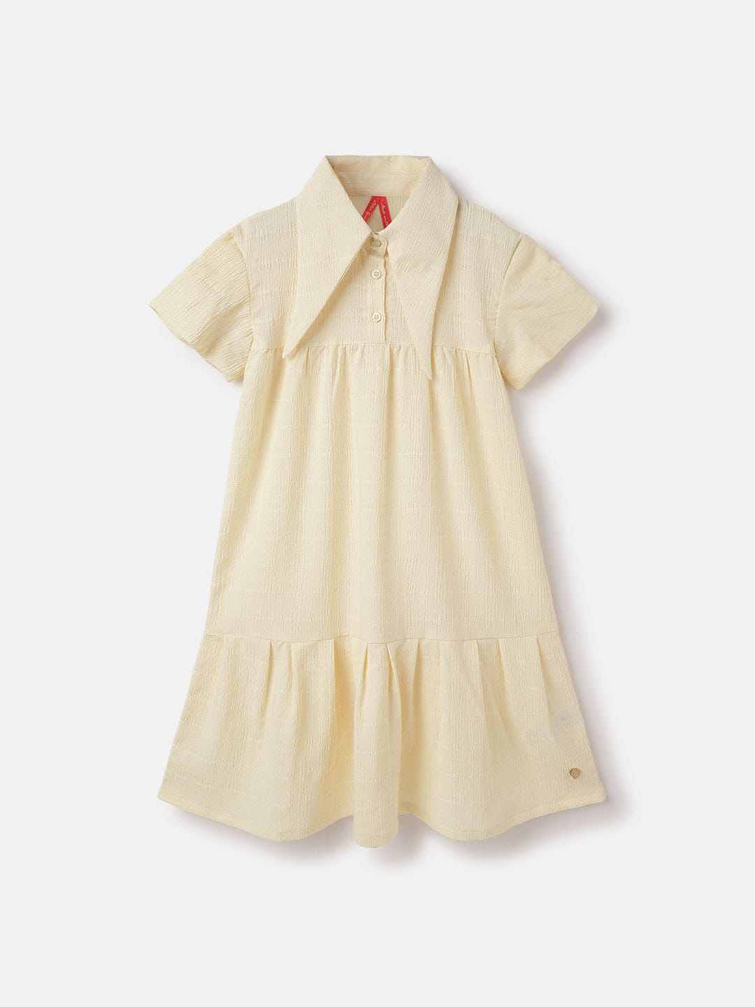 Blue Giraffe Girls Cream Solid Dress