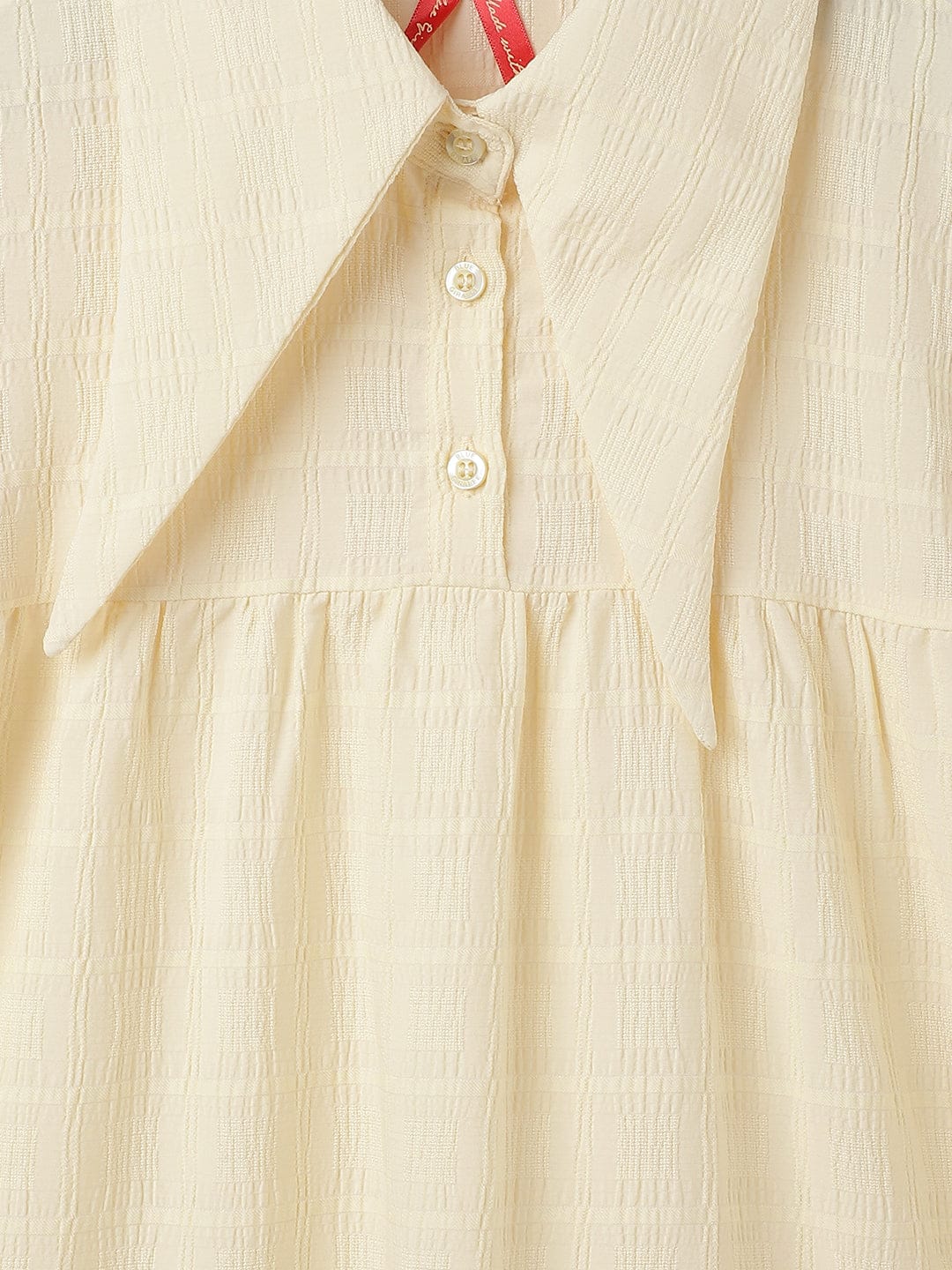 Blue Giraffe Girls Cream Solid Dress