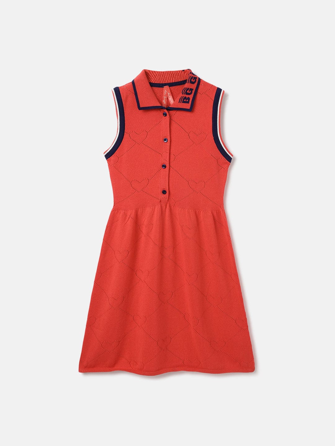 Blue Giraffe Kids Red Solid Collar Dress