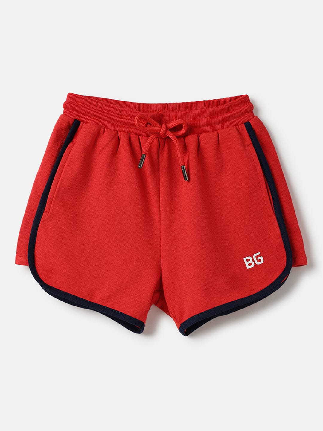 Blue Giraffe Girls Red Regular Fit Solid Shorts