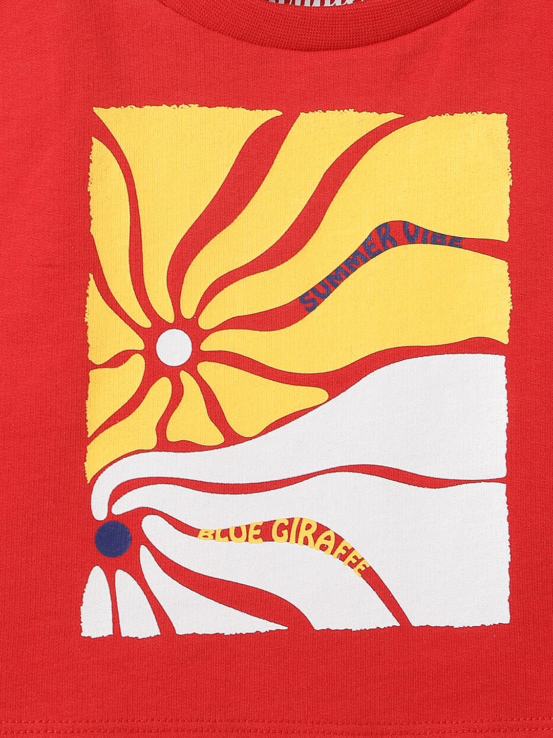 Blue Giraffe Kids Red Solid Round Neck Tshirt