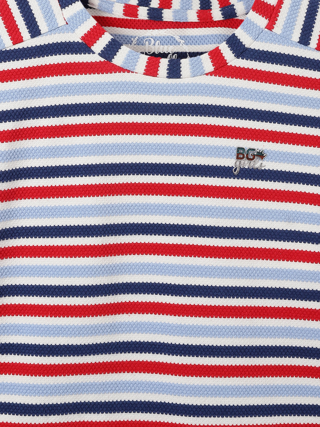 Blue Giraffe Kids Multi Striped Round Neck Tshirt