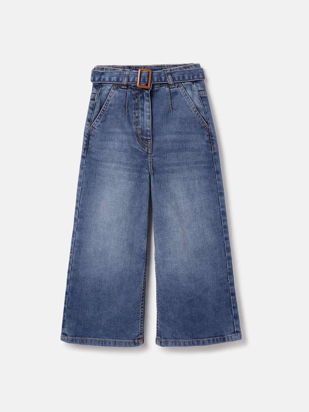 Blue Giraffe Kids Blue Flared Fit Solid Jeans