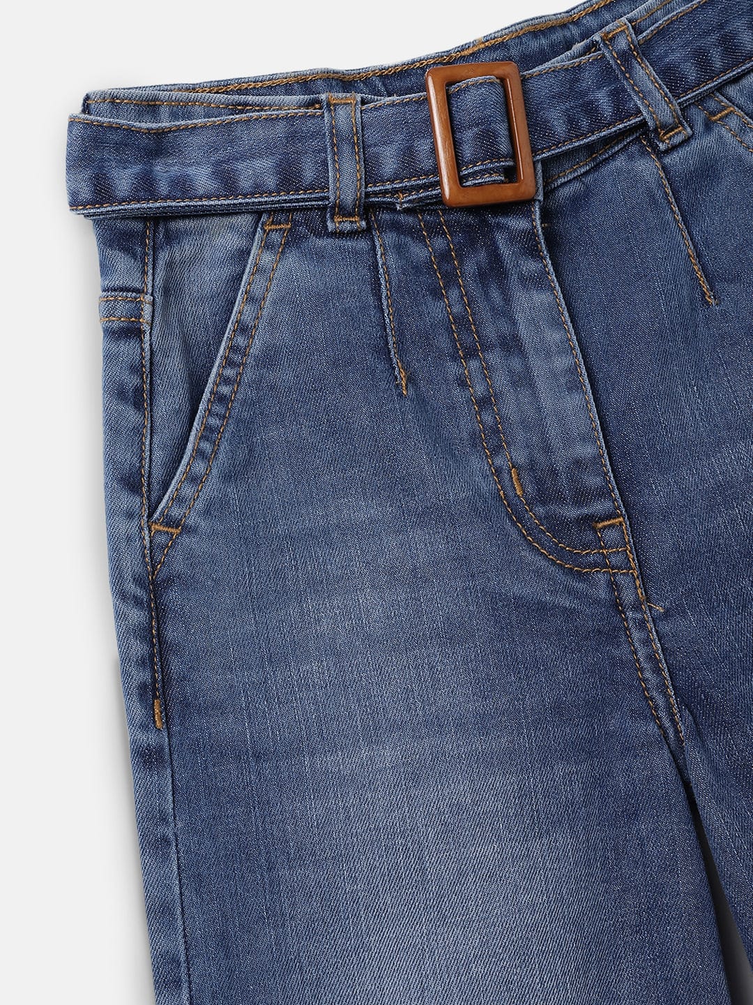 Blue Giraffe Kids Blue Flared Fit Solid Jeans