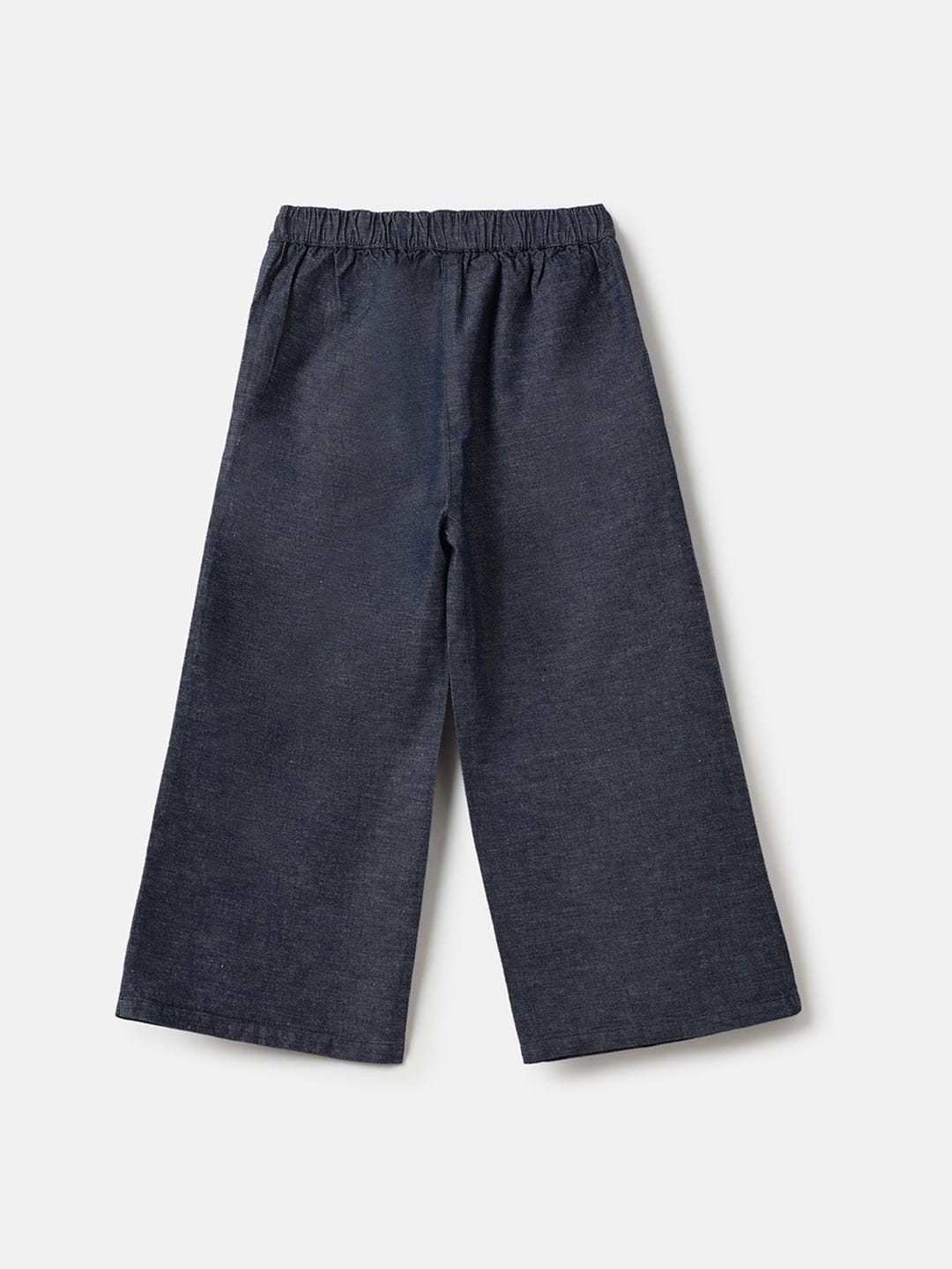 Blue Giraffe Girls Blue Loose Fit Solid Trouser