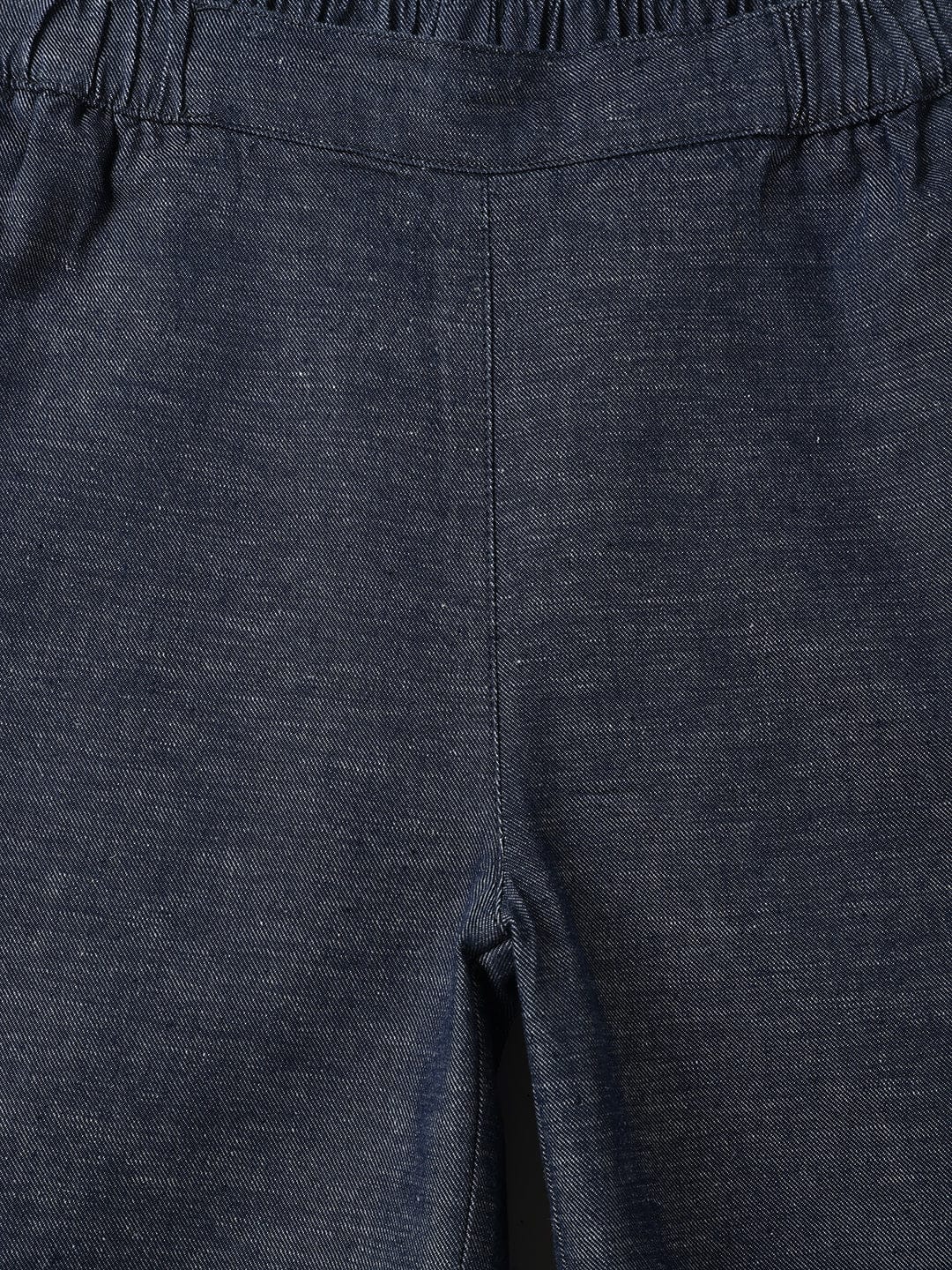 Blue Giraffe Girls Blue Loose Fit Solid Trouser