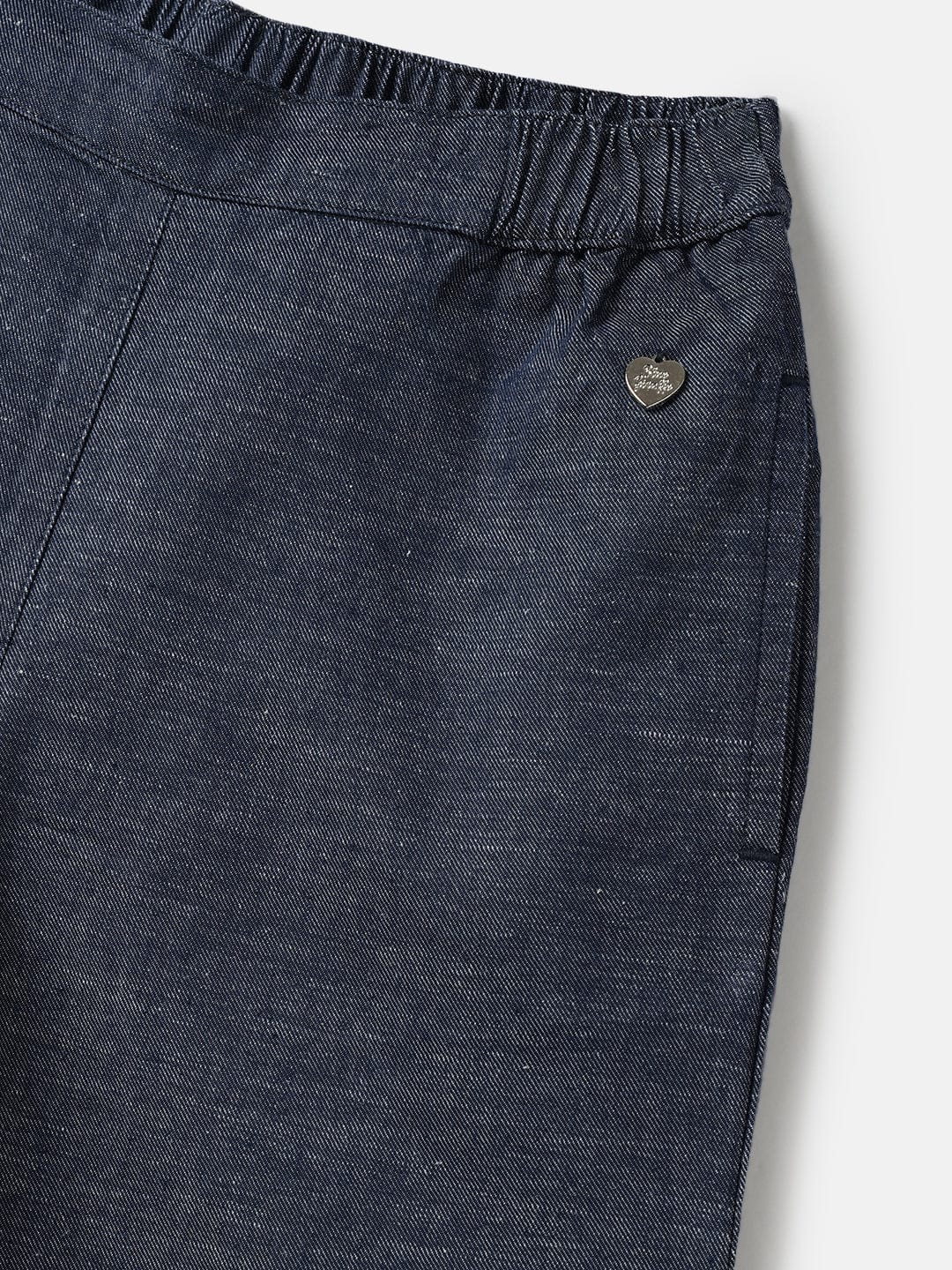 Blue Giraffe Girls Blue Loose Fit Solid Trouser