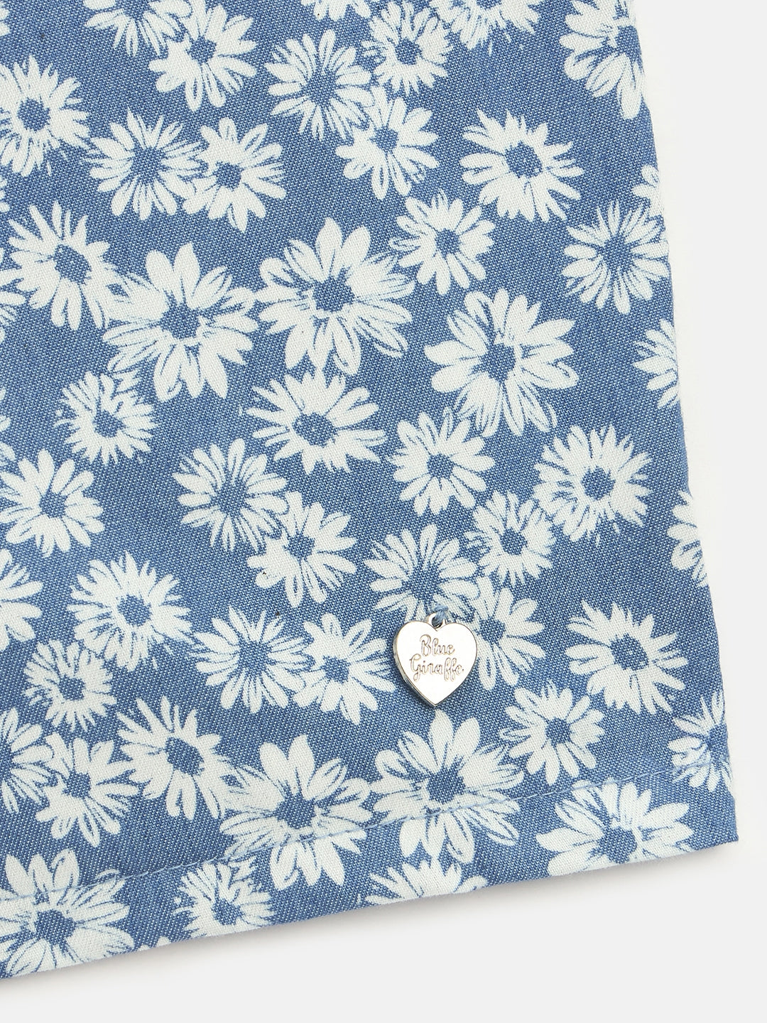 Blue Giraffe Girls Blue Regular Fit Printed Shorts