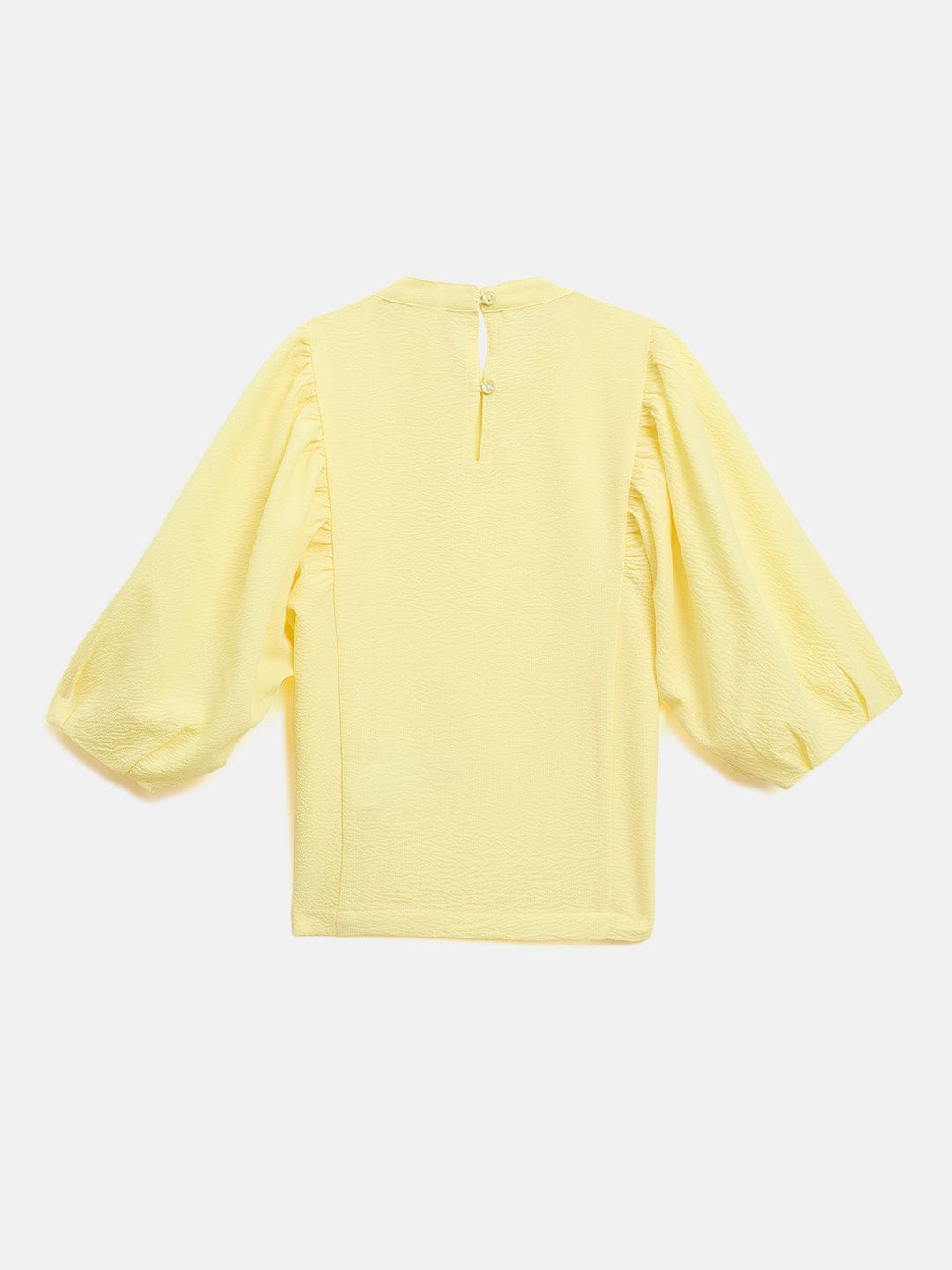 Blue Giraffe Girls Yellow Solid Round Neck Top