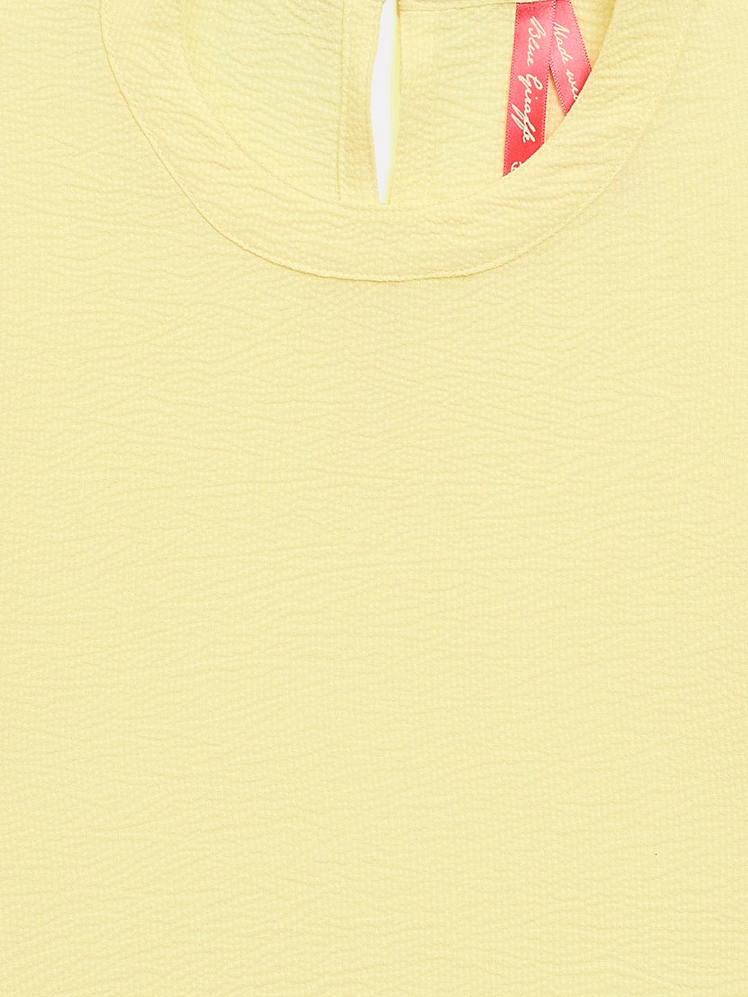 Blue Giraffe Girls Yellow Solid Round Neck Top