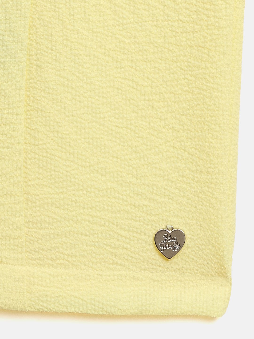 Blue Giraffe Girls Yellow Solid Round Neck Top