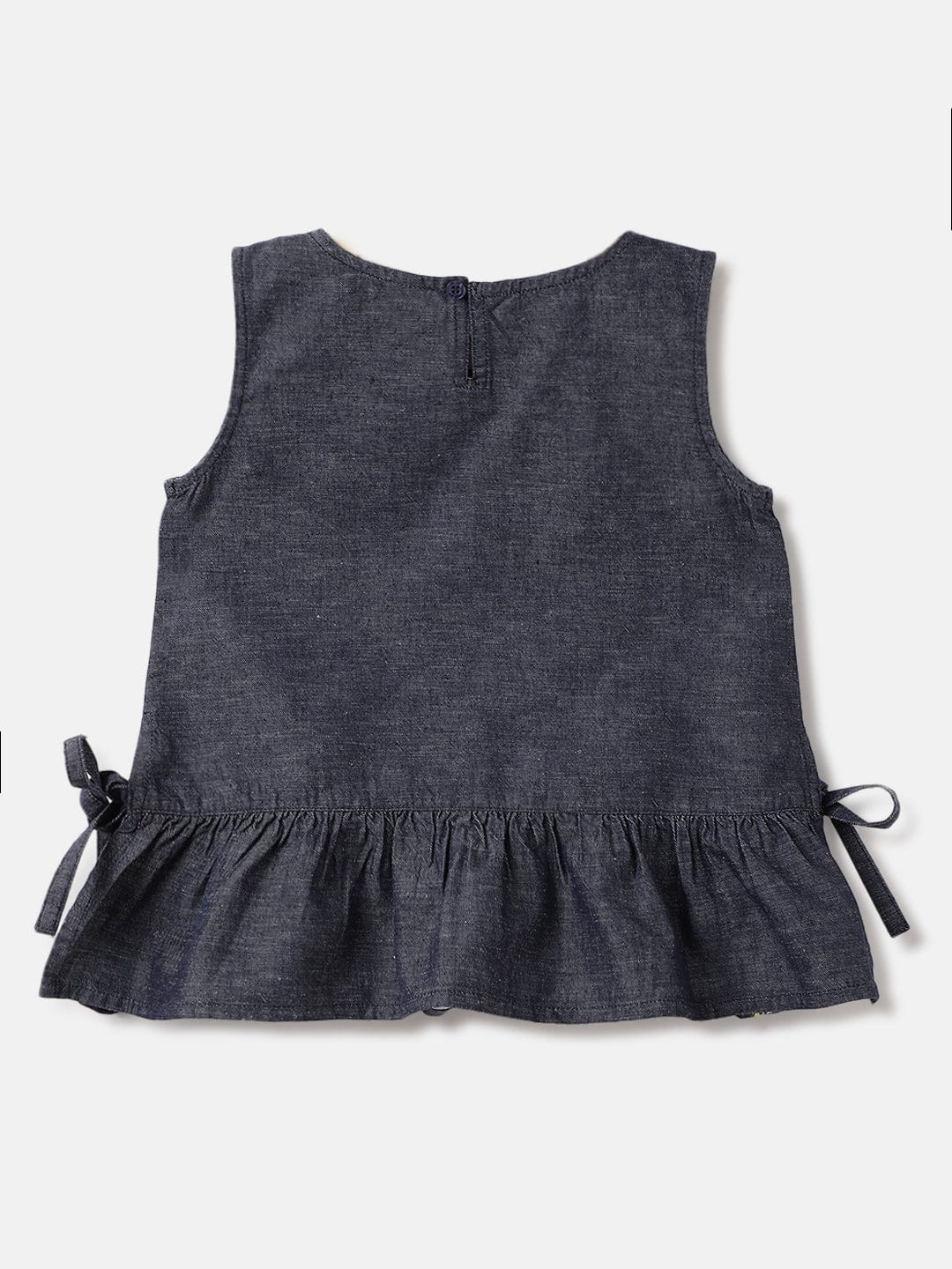 Blue Giraffe Girls Blue Solid Round Neck Top