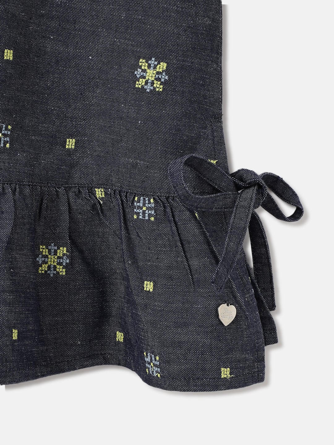 Blue Giraffe Girls Blue Solid Round Neck Top