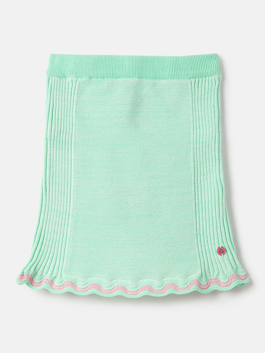Blue Giraffe Girls Green Regular Fit Milange Skirt