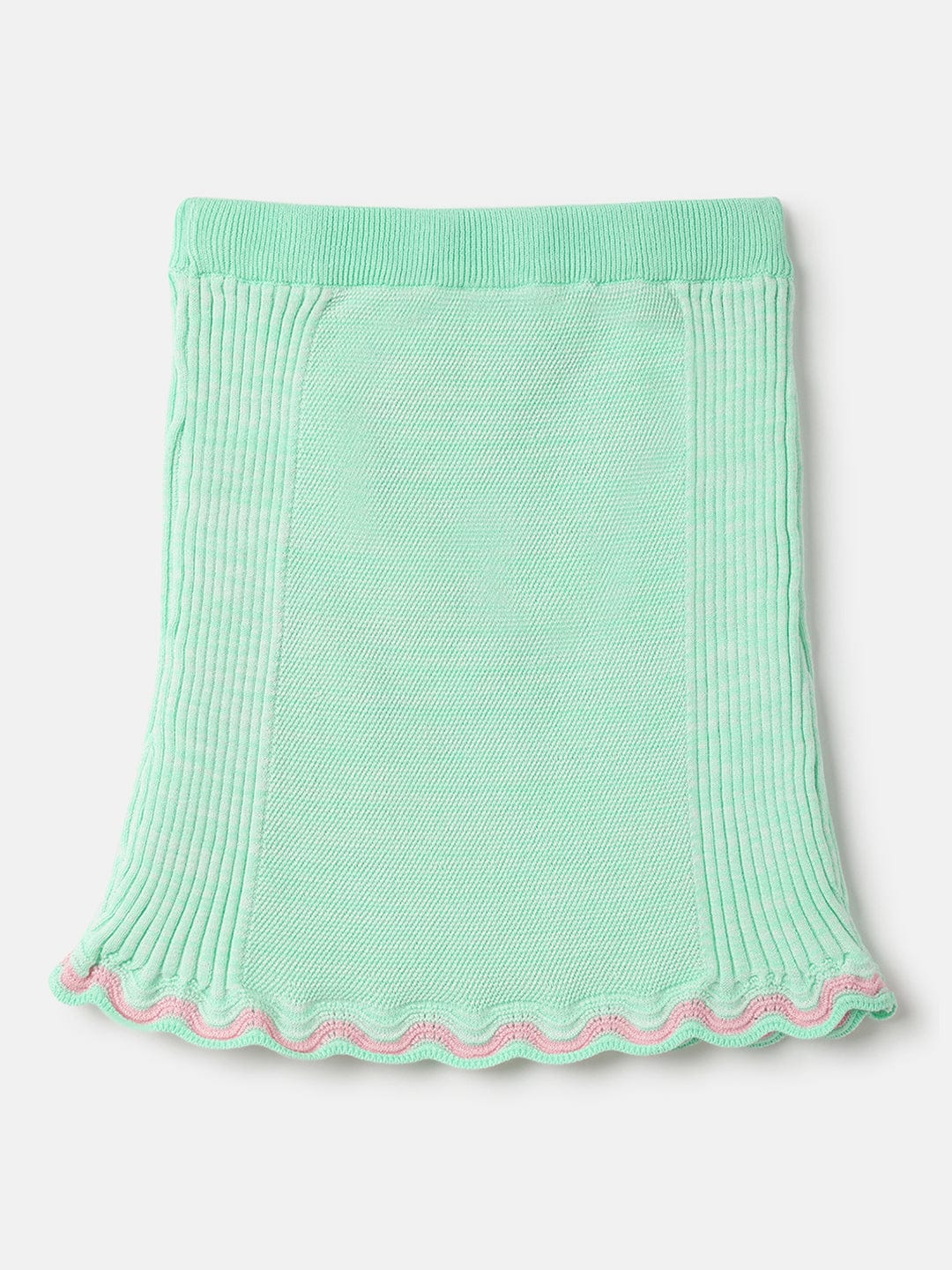 Blue Giraffe Girls Green Regular Fit Milange Skirt