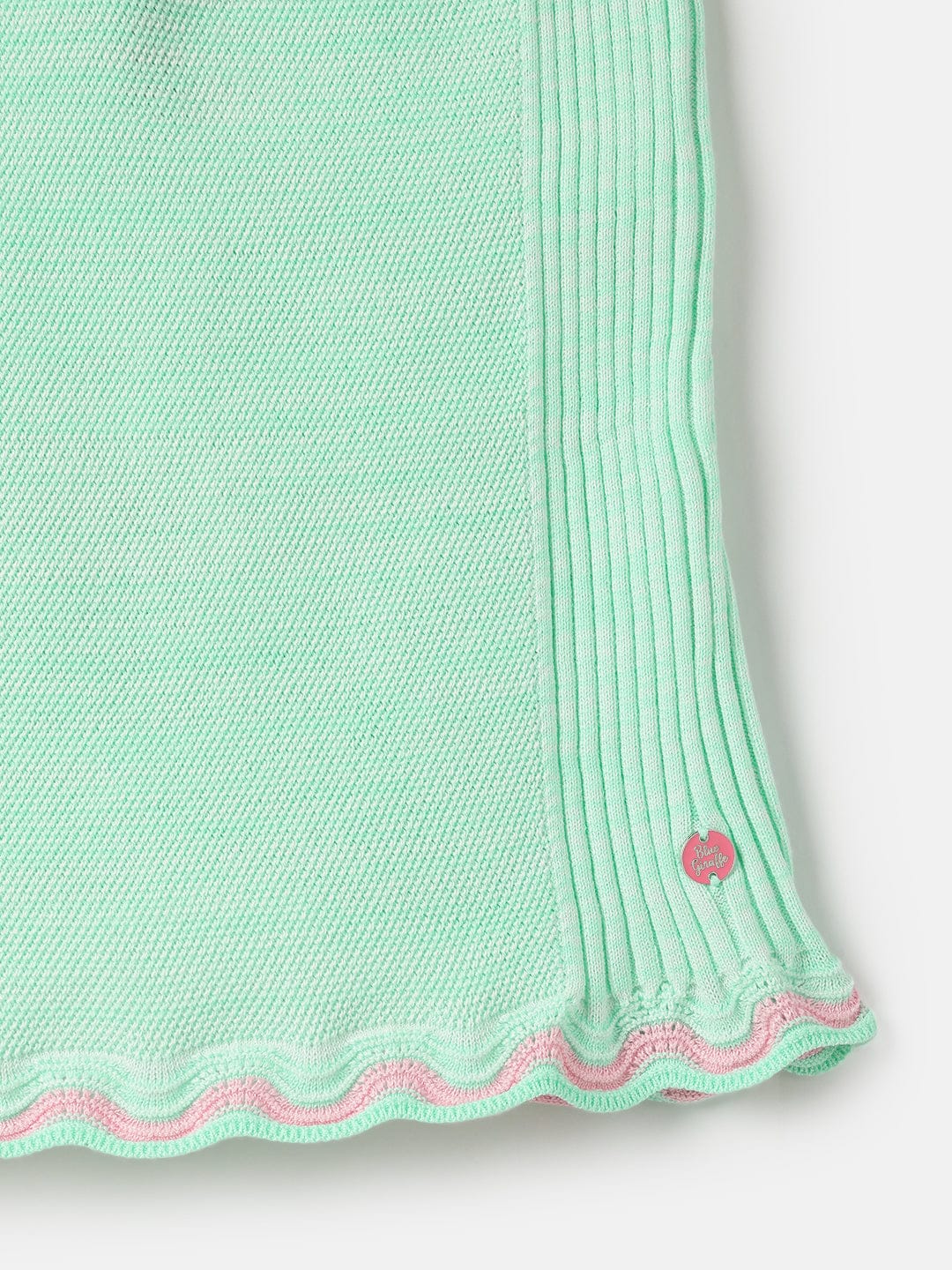 Blue Giraffe Girls Green Regular Fit Milange Skirt