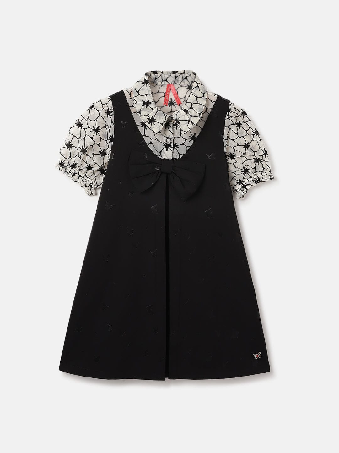 Blue Giraffe Kids Black Solid Collar Dress