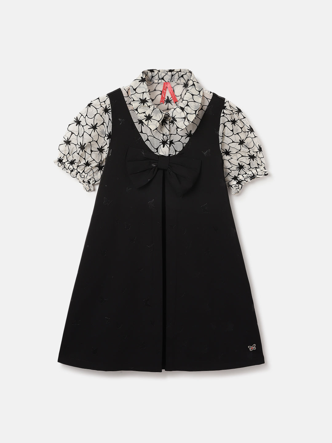 Blue Giraffe Kids Black Solid Collar Dress