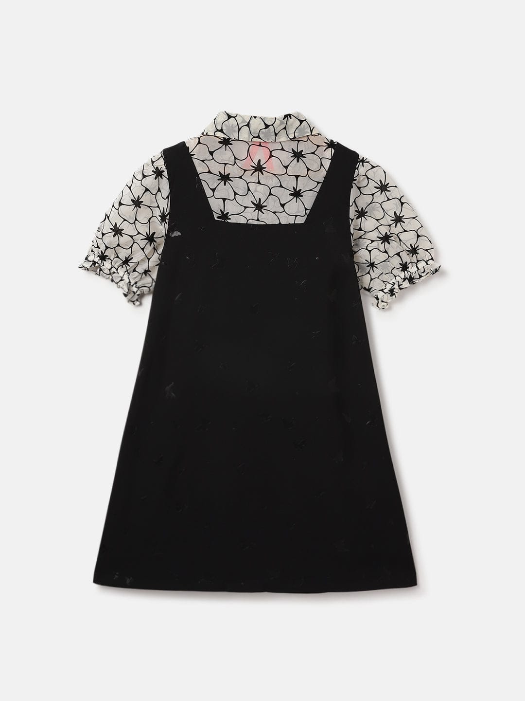 Blue Giraffe Kids Black Solid Collar Dress