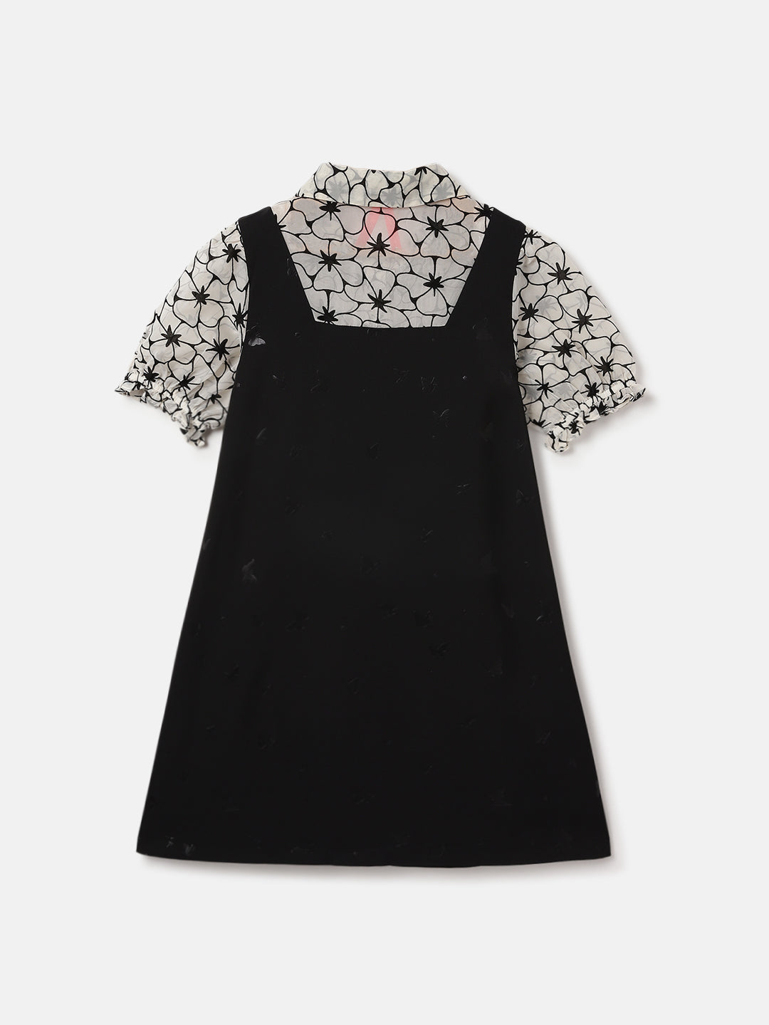 Blue Giraffe Kids Black Solid Collar Dress