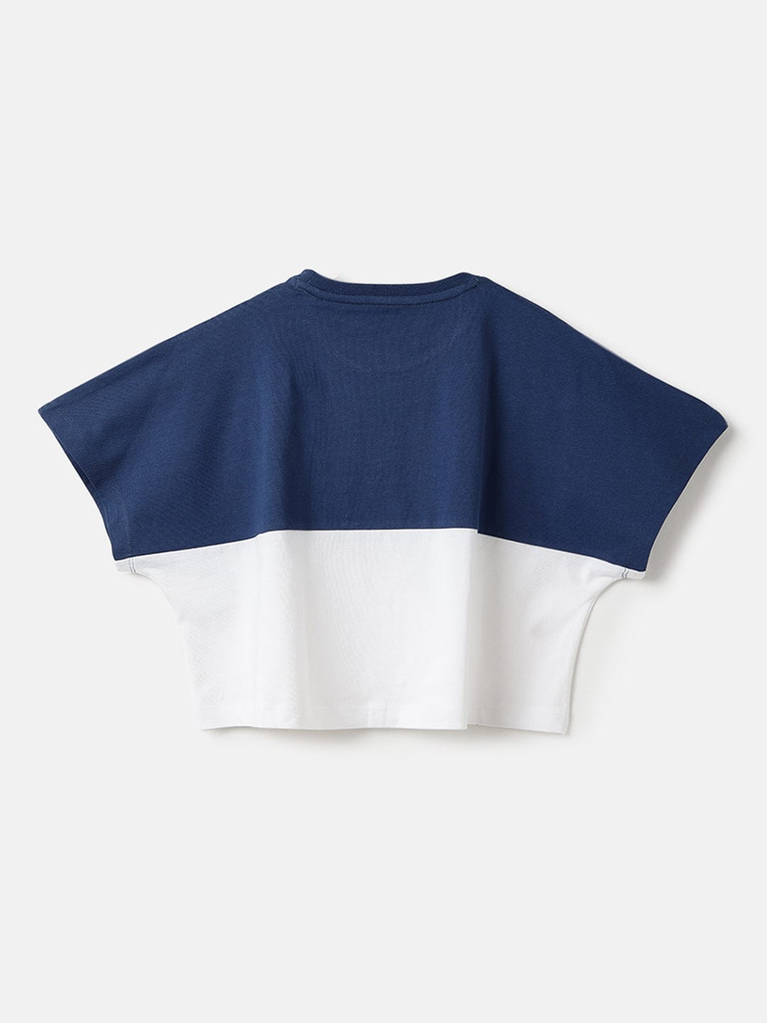 Blue Giraffe Girls Blue Solid Round Neck TShirt