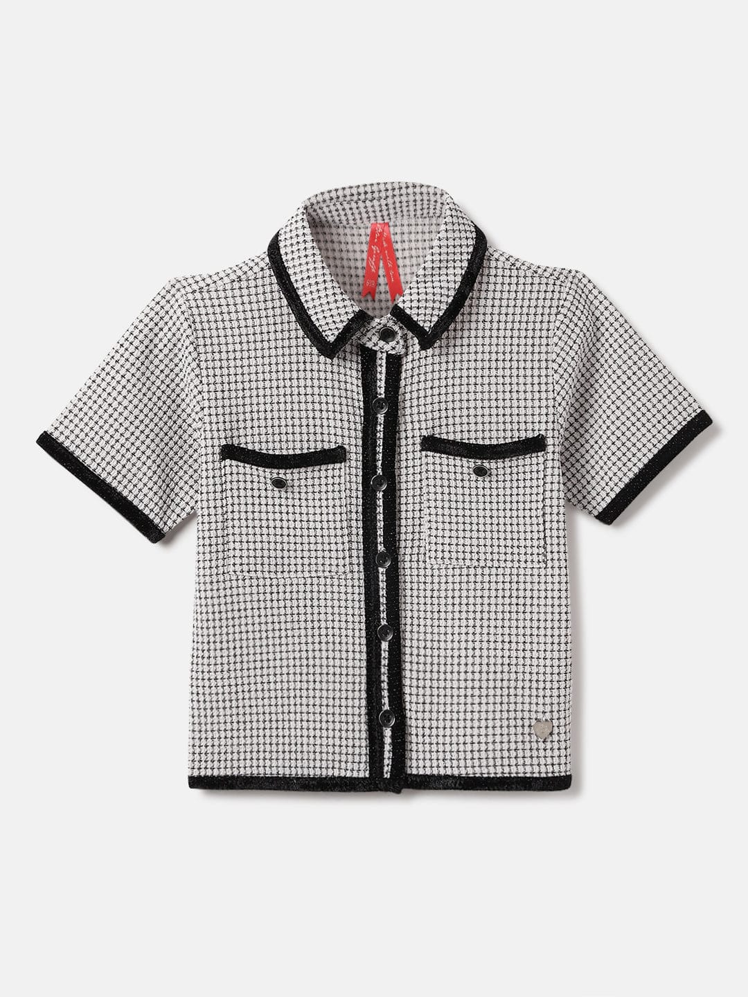 Blue Giraffe Kids Black Milange Collar Top