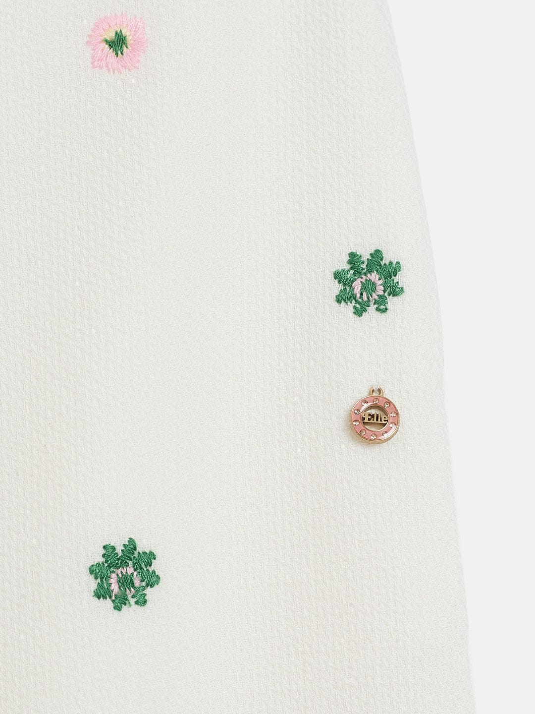 Elle Kids White Wide Leg Solid Trouser