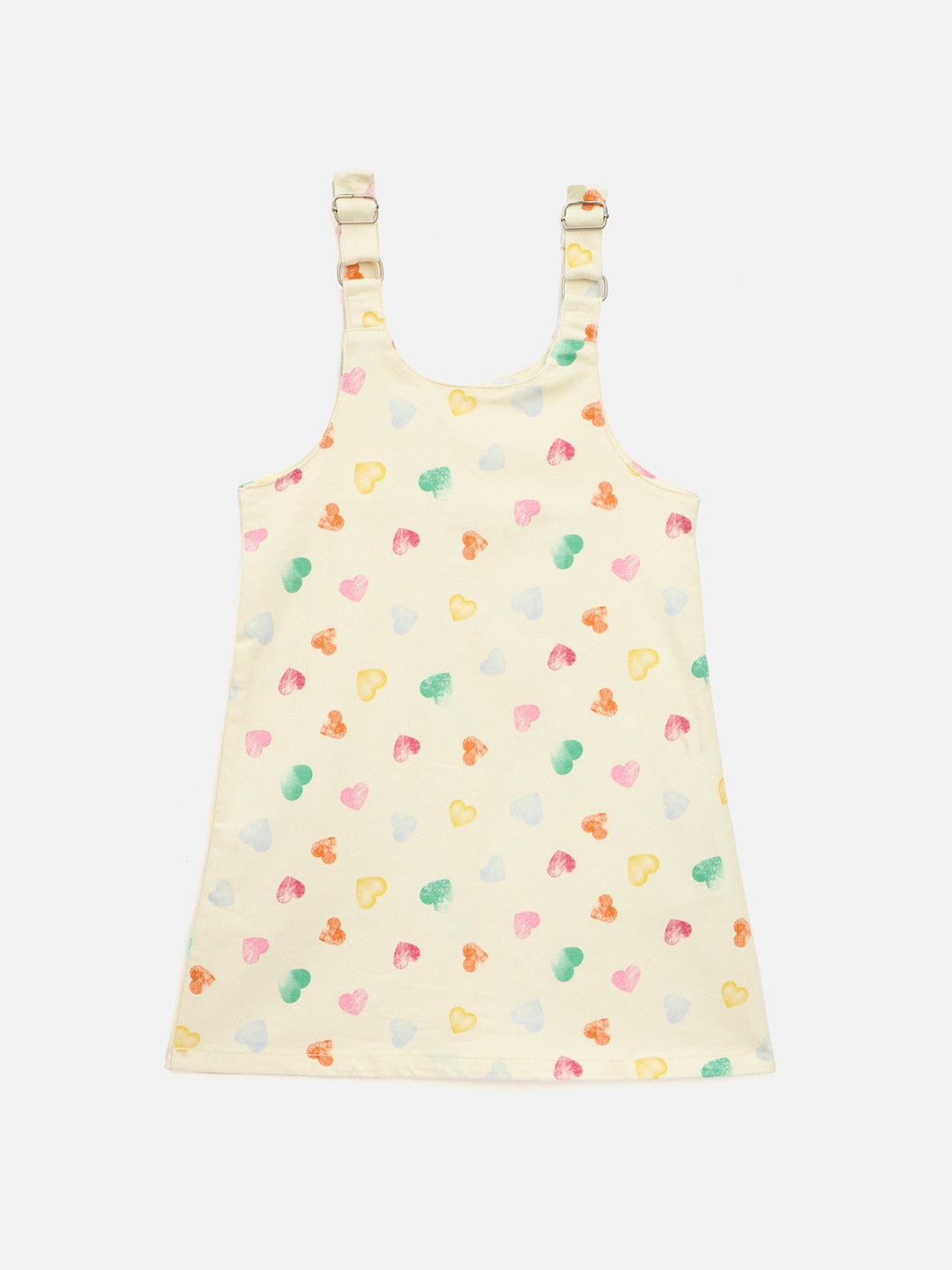 Elle Kids Cream Printed Round Neck Dress