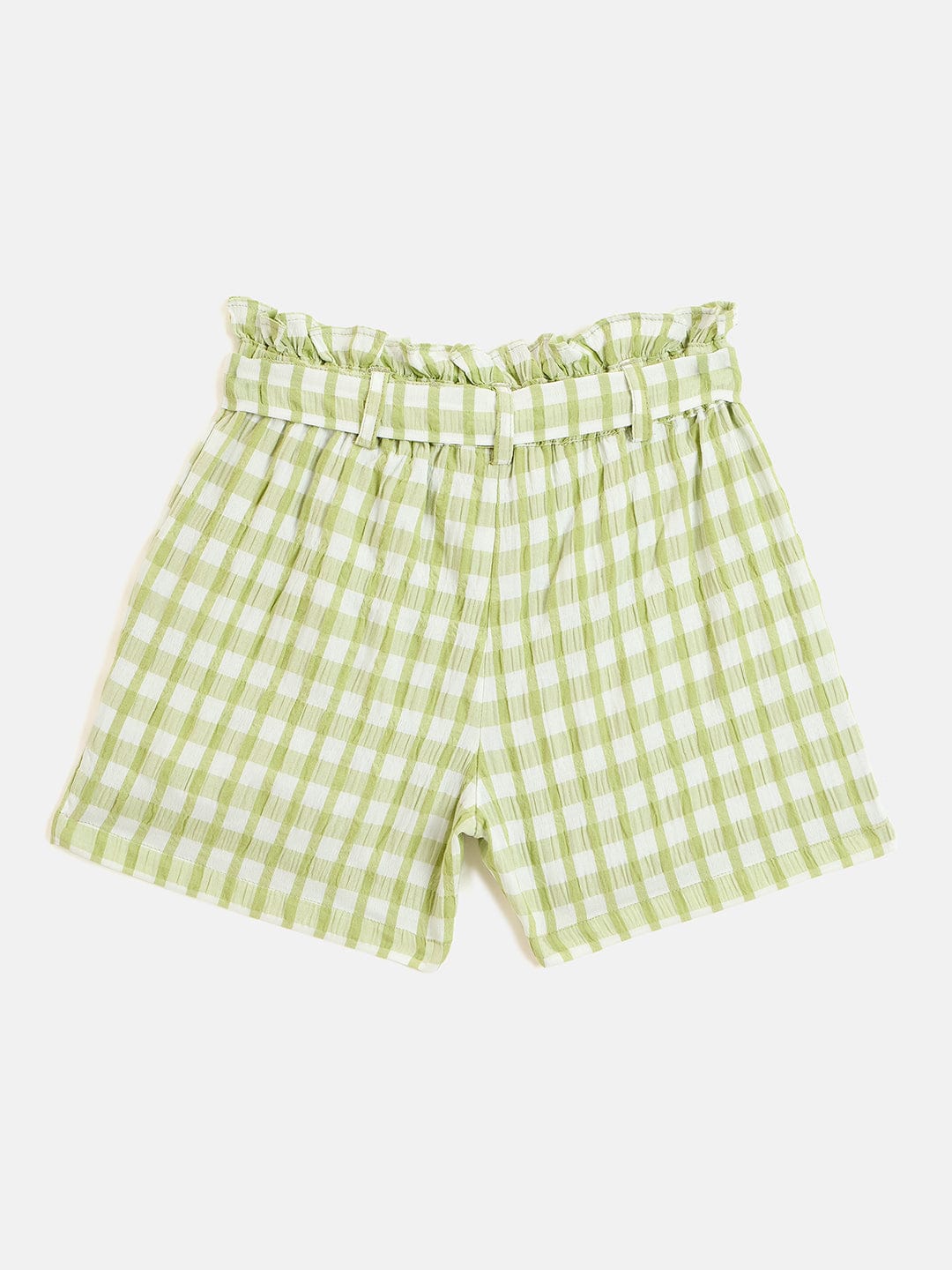 Elle Kids Green Relaxed Fit Checks Shorts