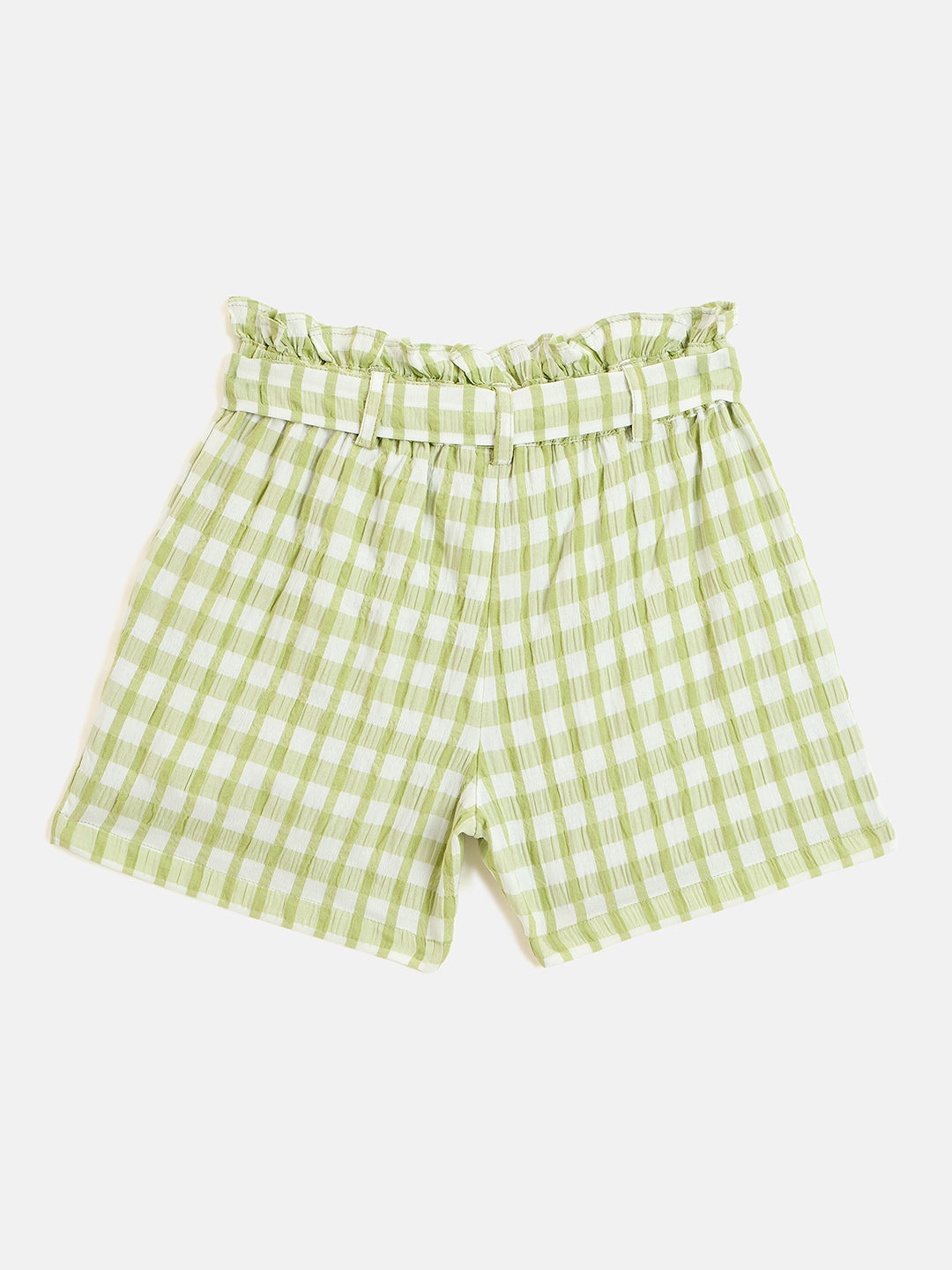 Elle Kids Green Relaxed Fit Checks Shorts