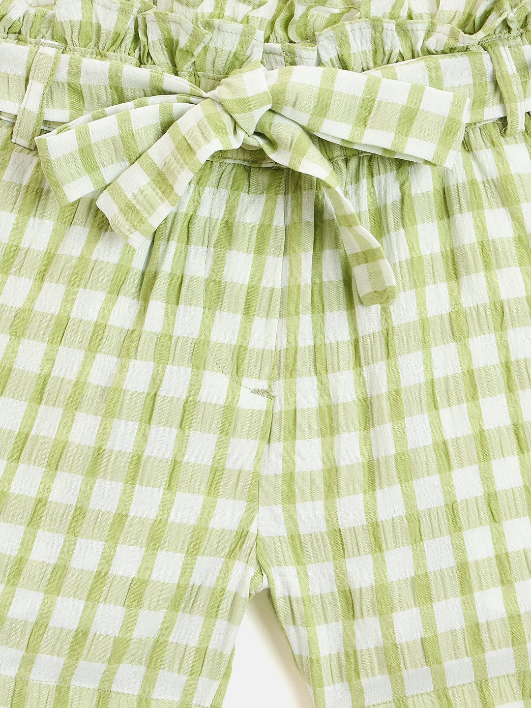 Elle Kids Green Relaxed Fit Checks Shorts